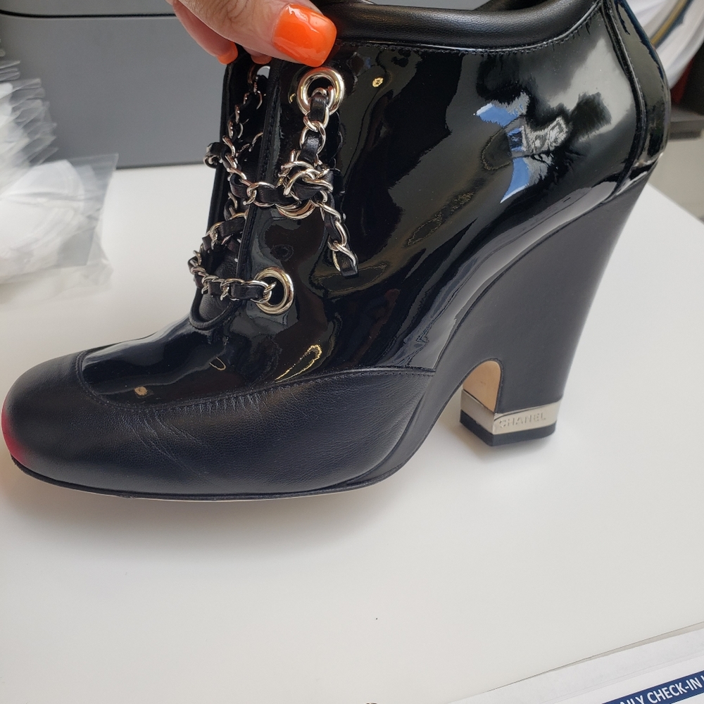 Authentic Chanel Chain link booties fits like a 9